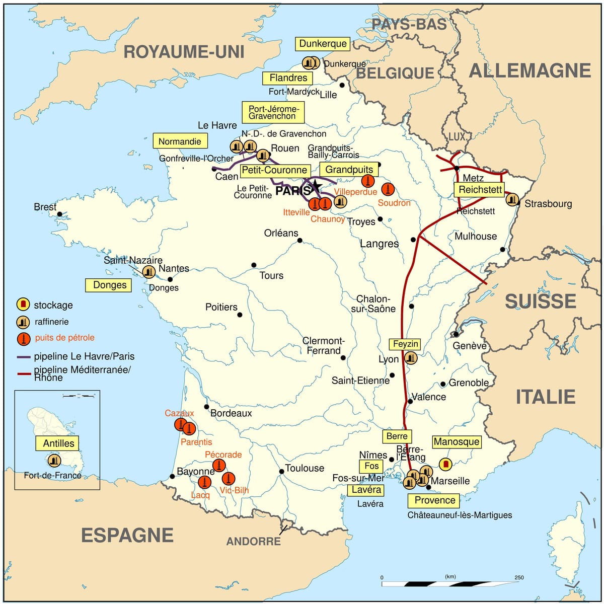 地図のフランスのガソリン