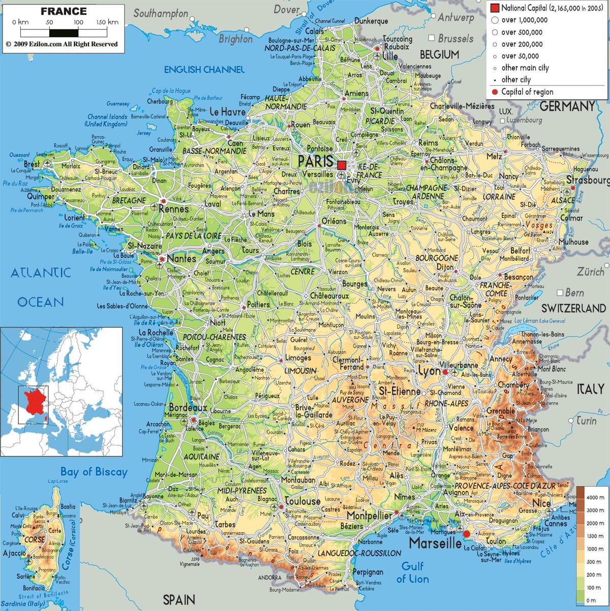 場所はフランスの地図