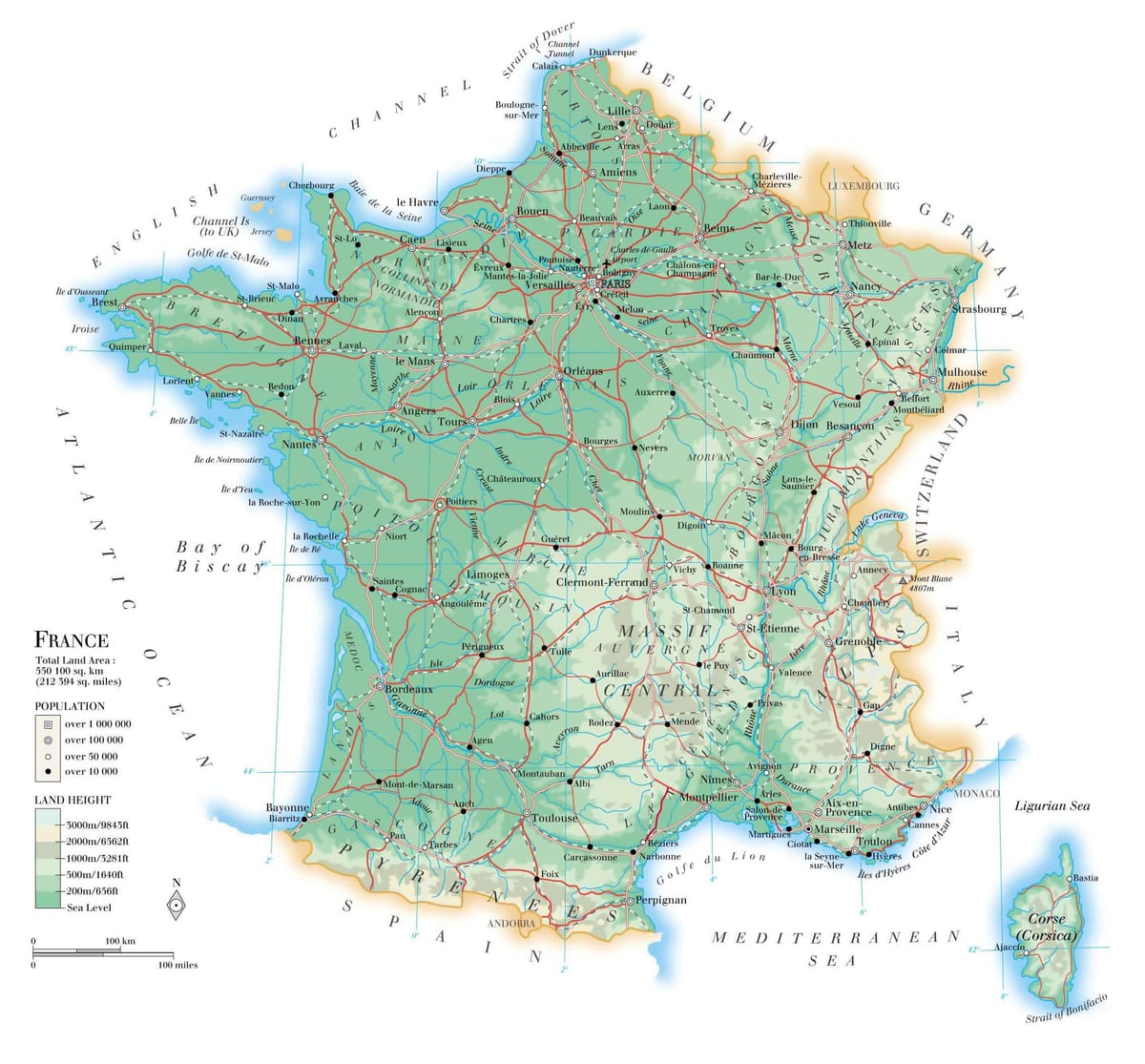 地理的地図のフランス
