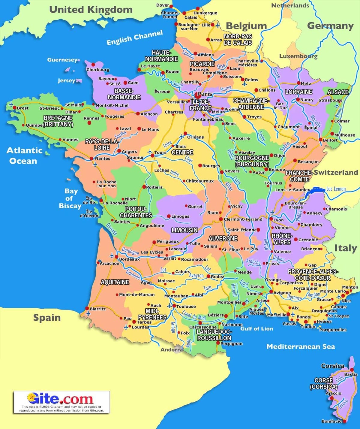 フランスの地図