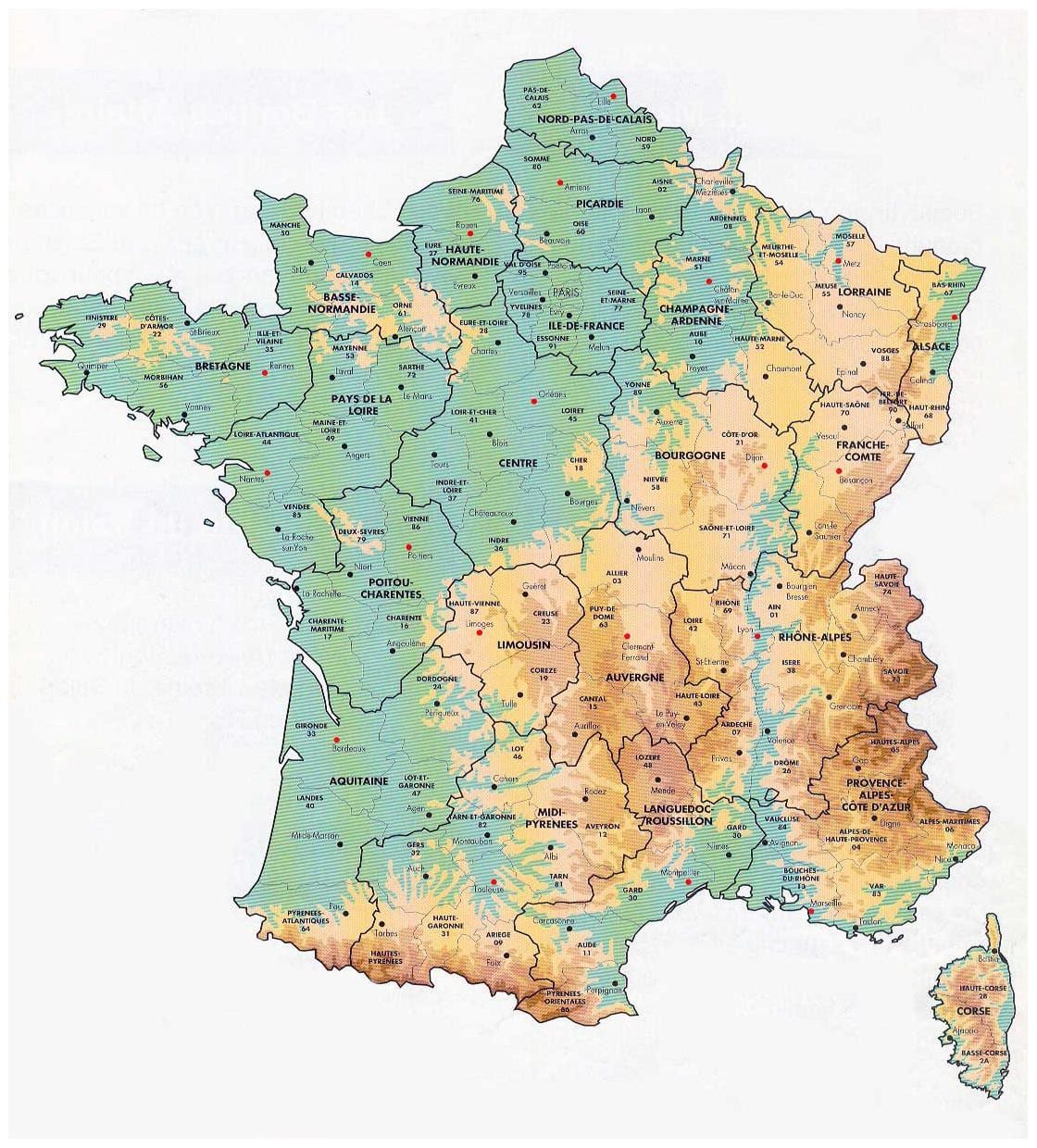 地図のフランス標高