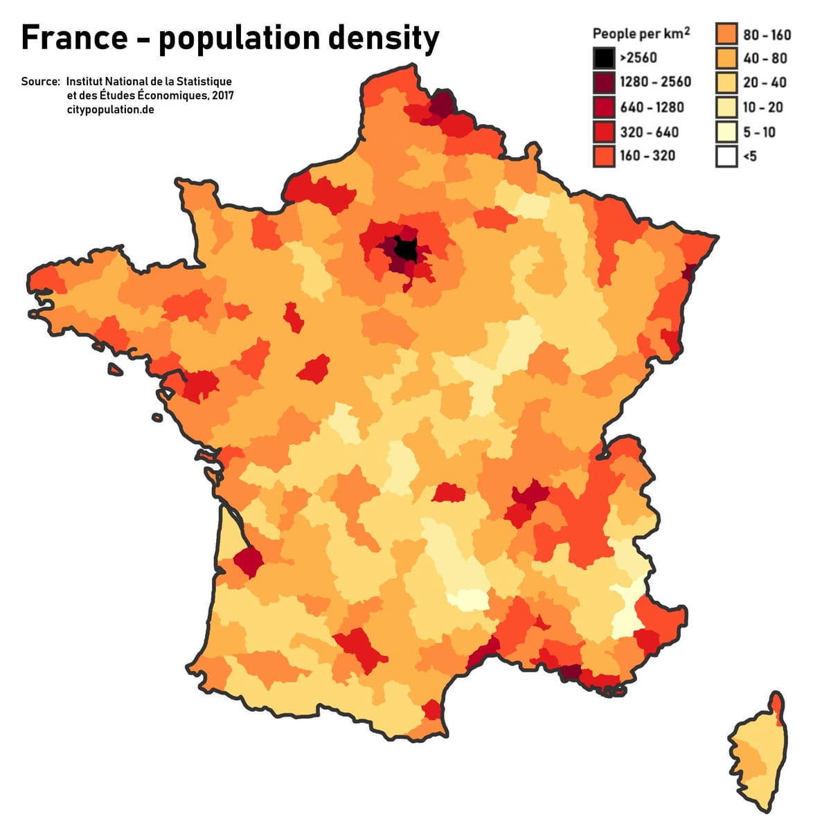 地図のフランス人口