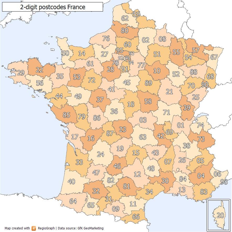 フランス郵便番地図