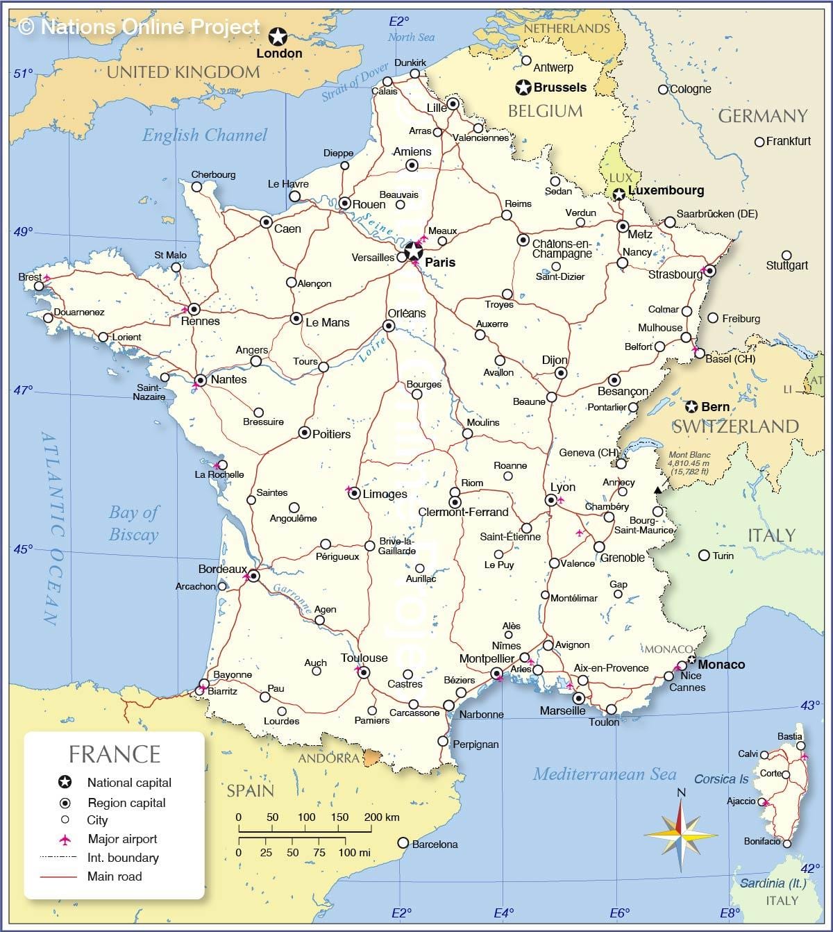 フランスの空港国際地図
