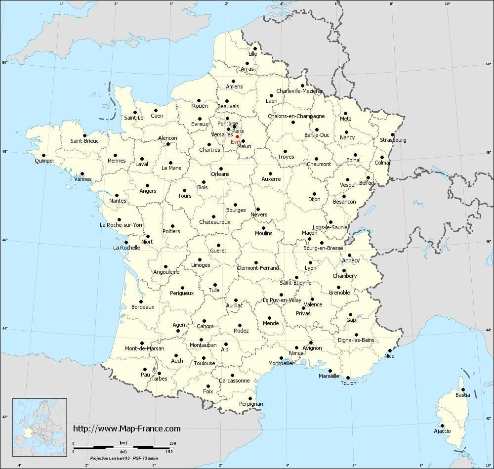 地図のフランス都市