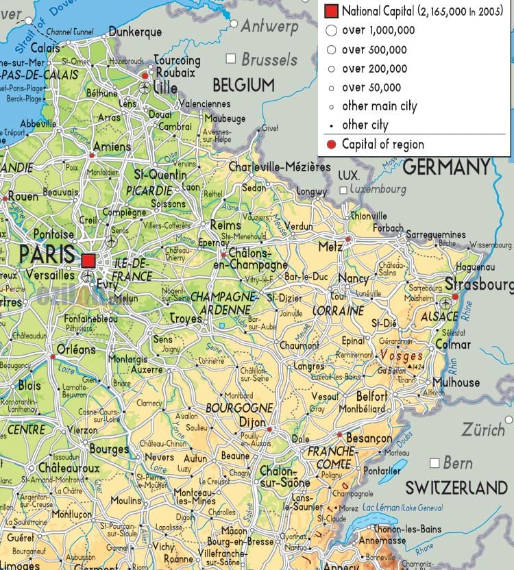 地図のフランス北東