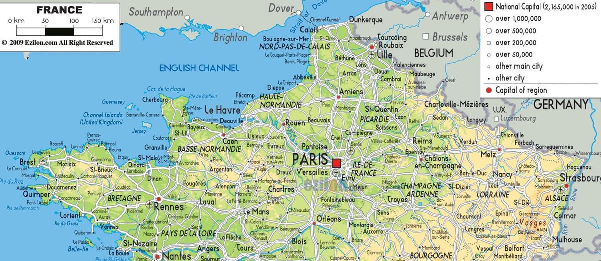 地図の北部フランス都市
