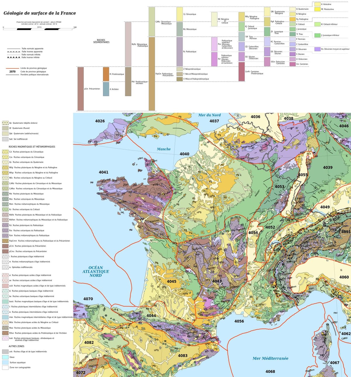 地図のフランスの地質