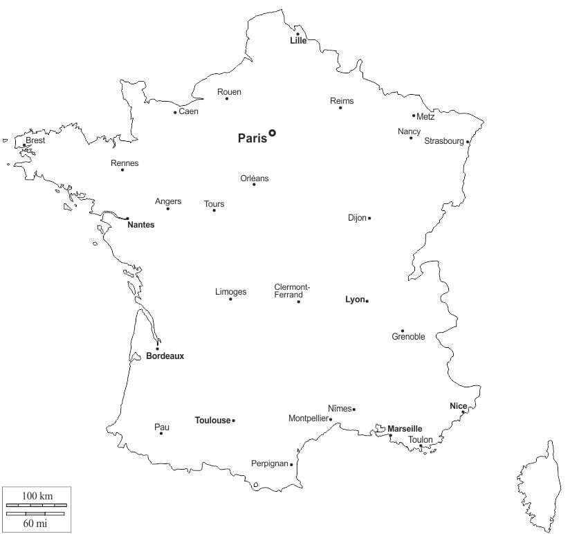 フランスの地図概要と都市