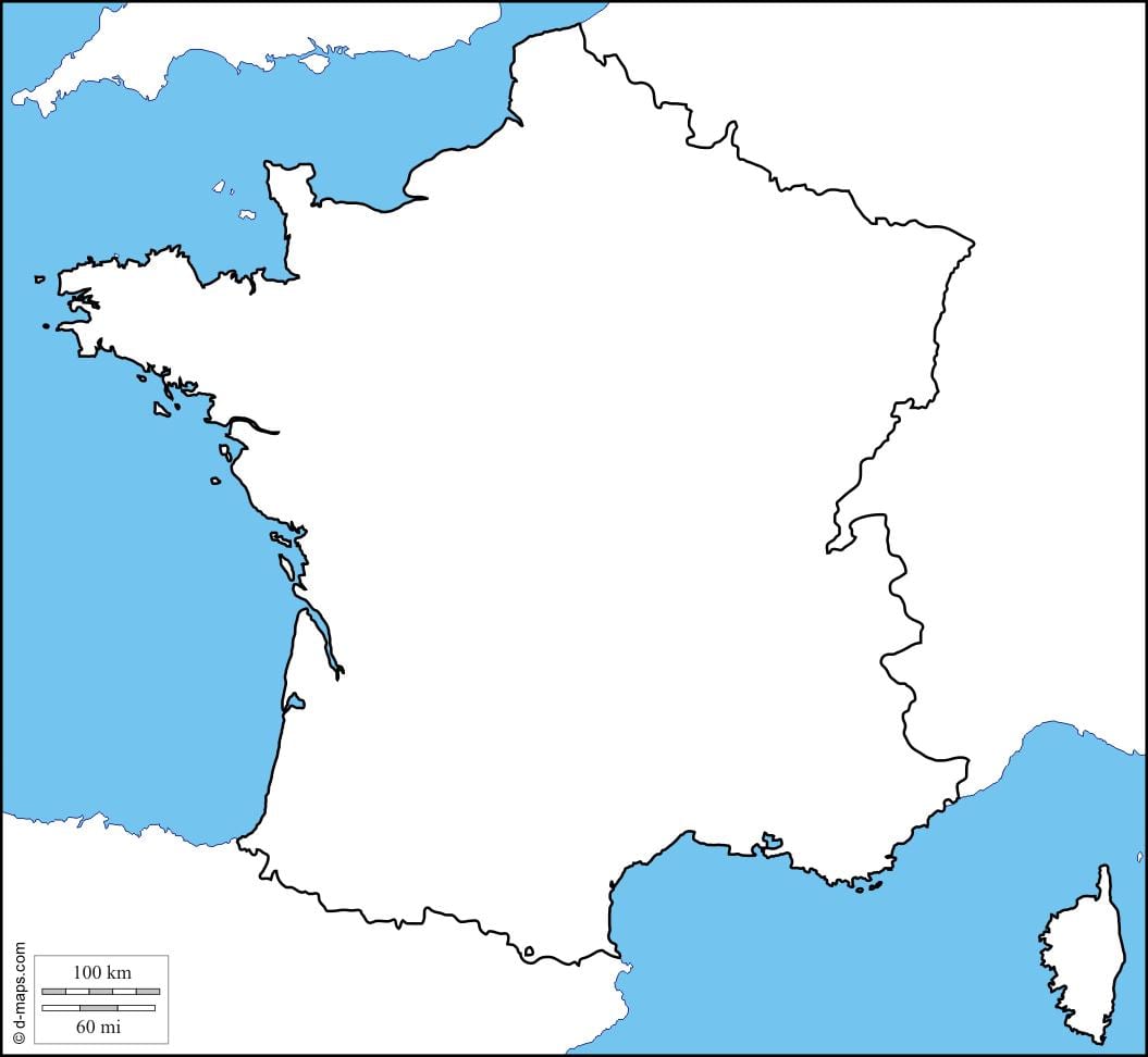 物理地図の空白のフランス
