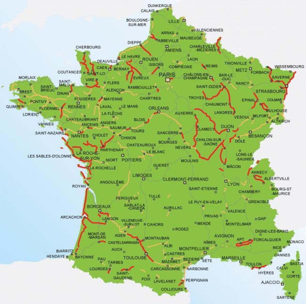 フランスのバイクの地図