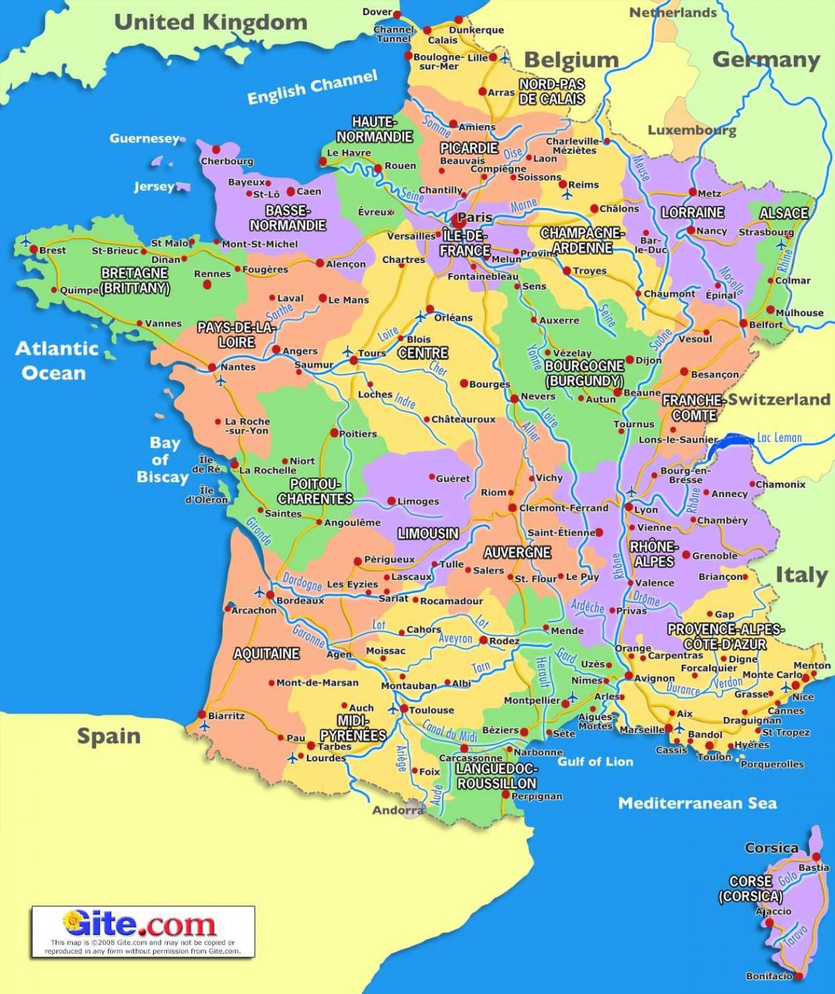 場所はフランスの地図