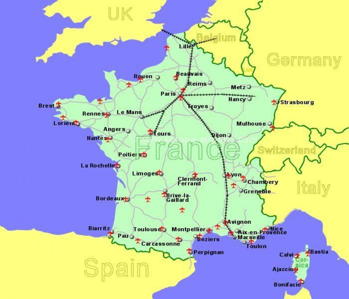 空港南フランスの地図