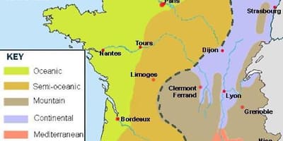 地図のフランスの気候