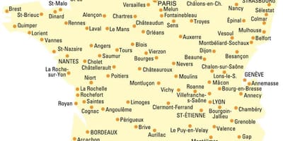 地図のフランスとのすべての都市