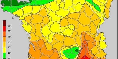 地図のフランス温度