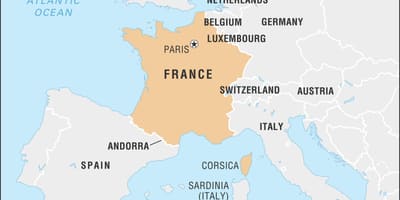 地図のフランス、近隣諸国