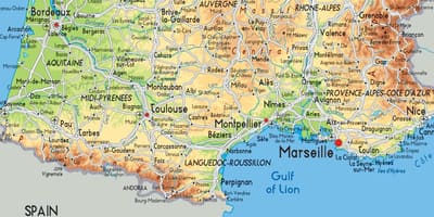 南フランスの地図詳細