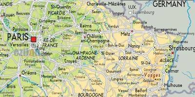 地図のフランス北東