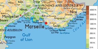 地図のフランスの南海岸