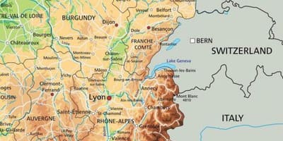 地図のフランス東部