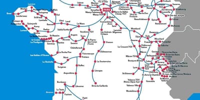 地図のフランスtgv路